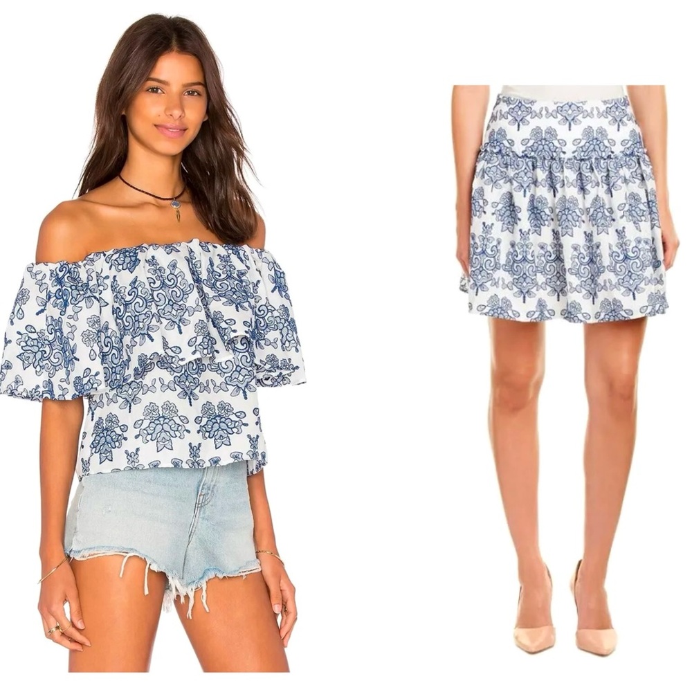 Revolve NICHOLAS Embroidery Off Shoulder Top/Skirt SET - Size US 8